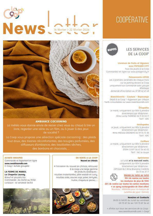 Newsletter du 16 au 20 février 2026.