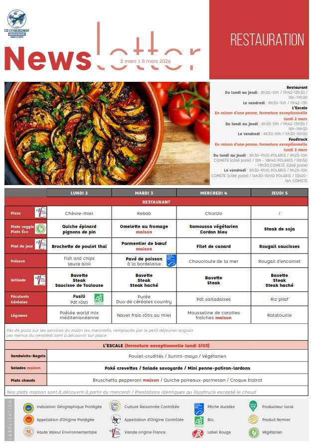 Newsletter du 2 au 8 mars 2026