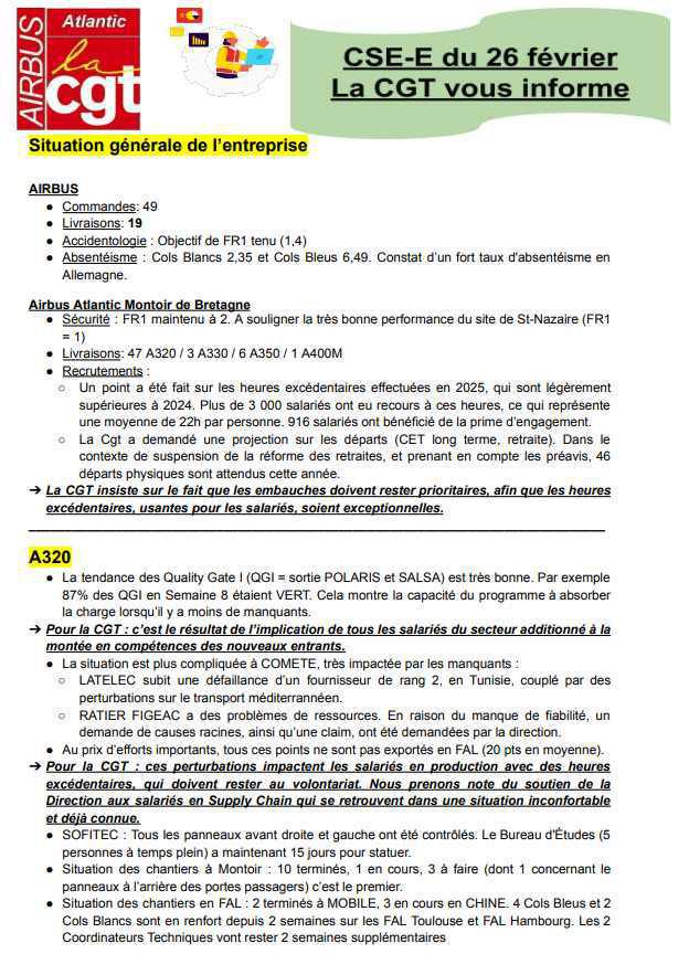 Compte rendu du CSE-E du 26 février 2026