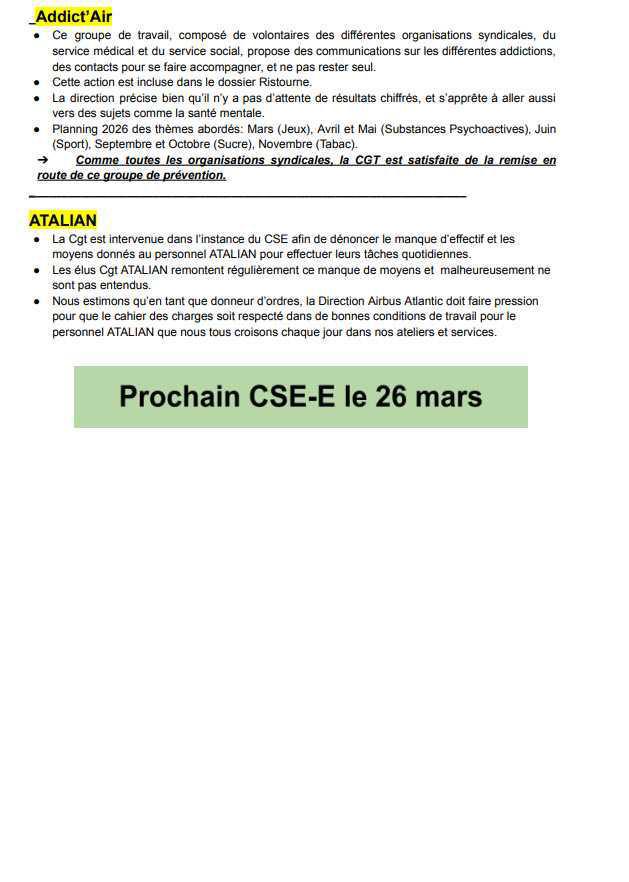 Compte rendu du CSE-E du 26 février 2026