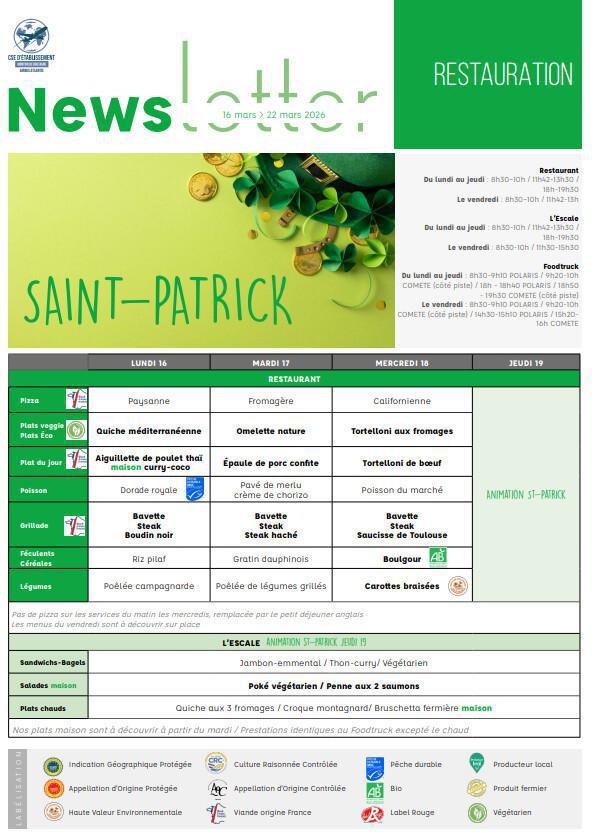 Newsletter du 16 au 20 Mars 2026.