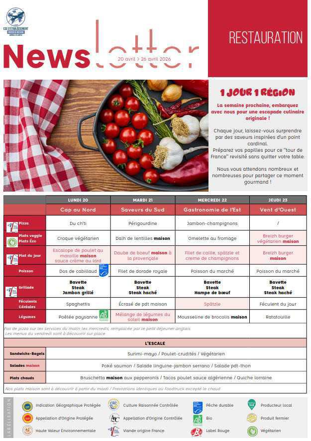 Newsletter du 20 au 26 avril 2026