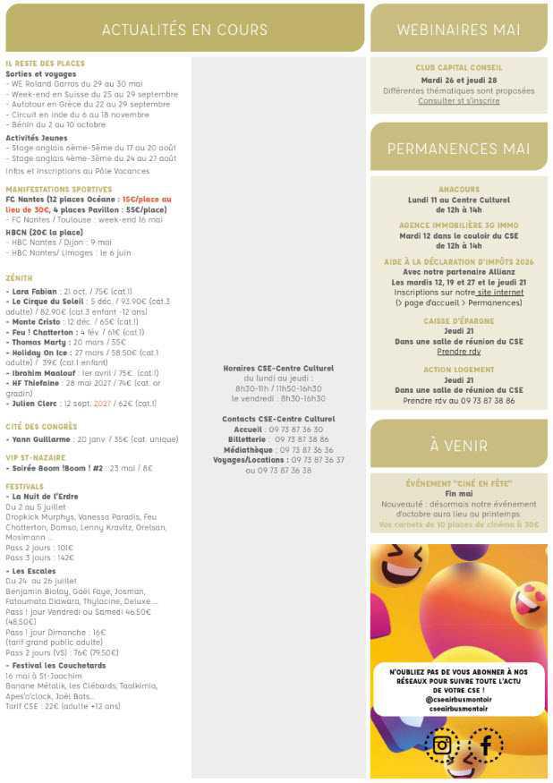 Newsletter du 18 au 24 mai 2026