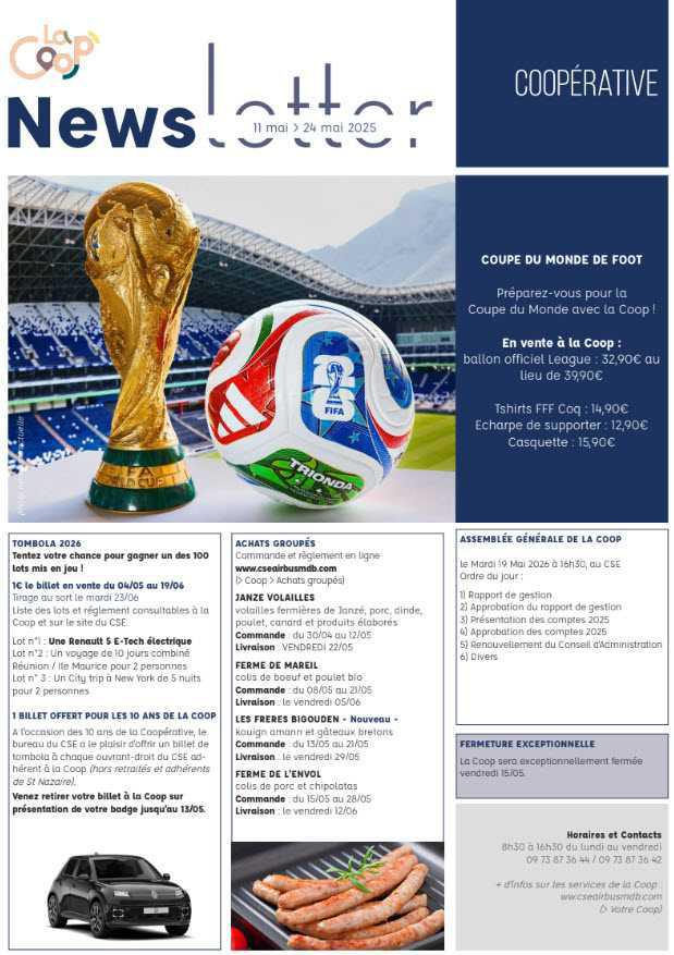 Newsletter du 18 au 24 mai 2026