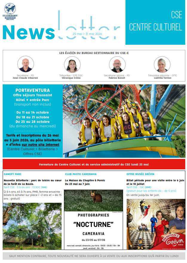 Newsletter du 25 au 31 mai 2026