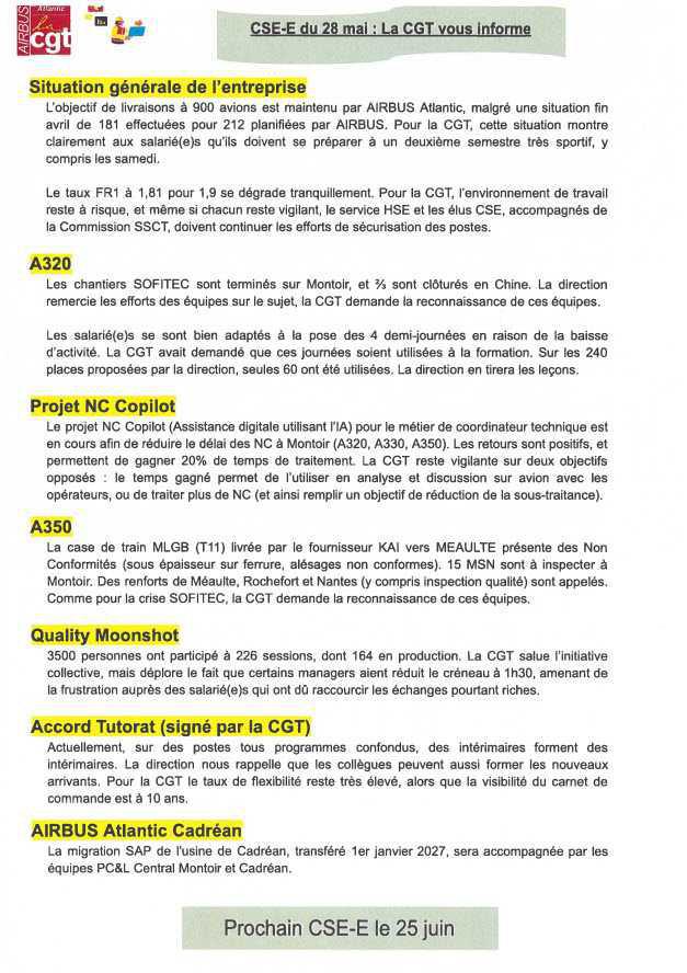 Compte rendu du CSE-E du 28 mai 2026
