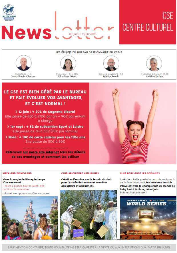 Newsletter du 1er au 7 juin 2026