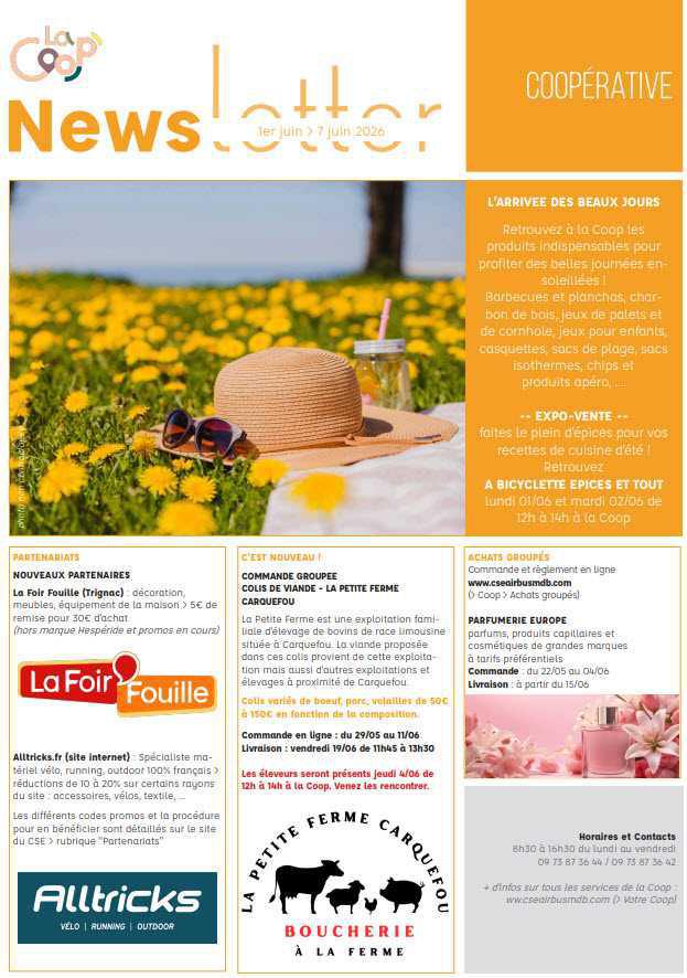 Newsletter du 1er au 7 juin 2026