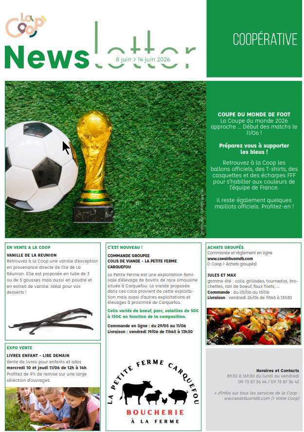 Newsletter du 8 au 14 juin 2026