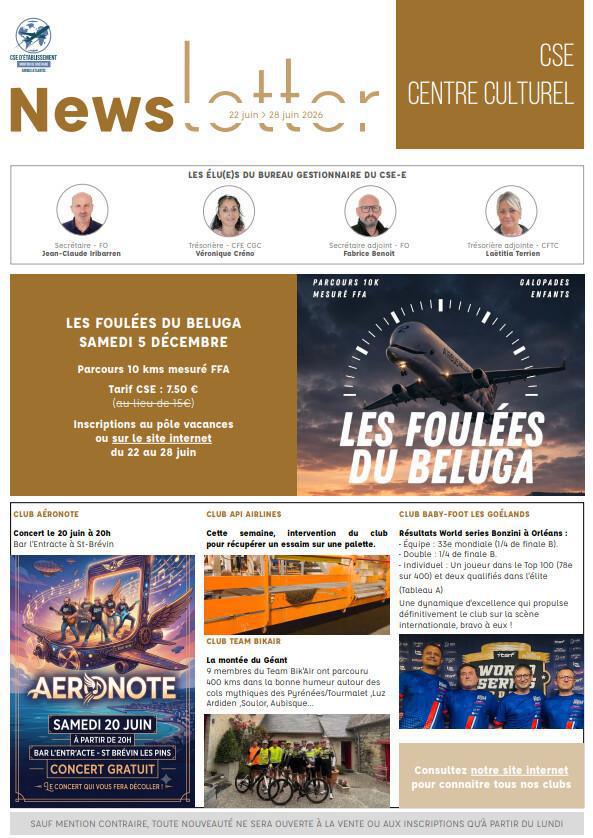 Newsletter du 22 au 26 Juin 2026.