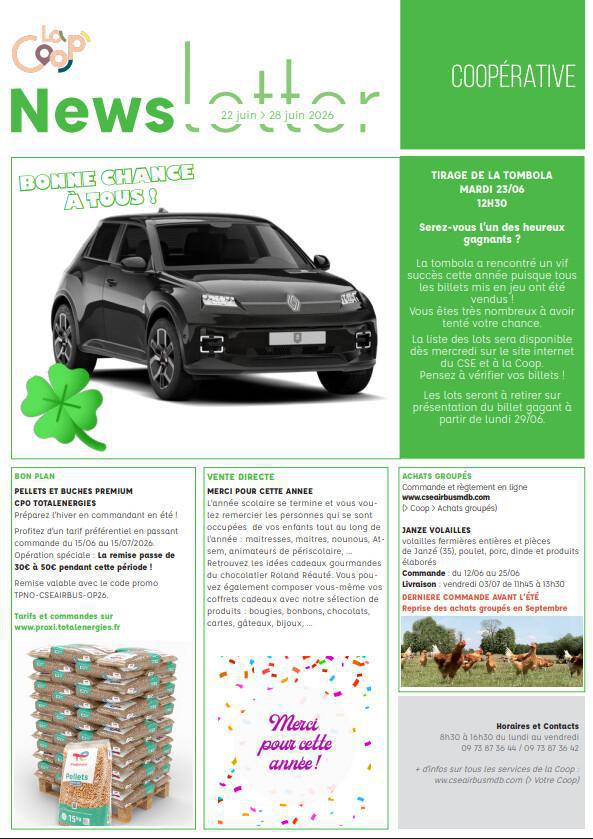 Newsletter du 22 au 26 Juin 2026.