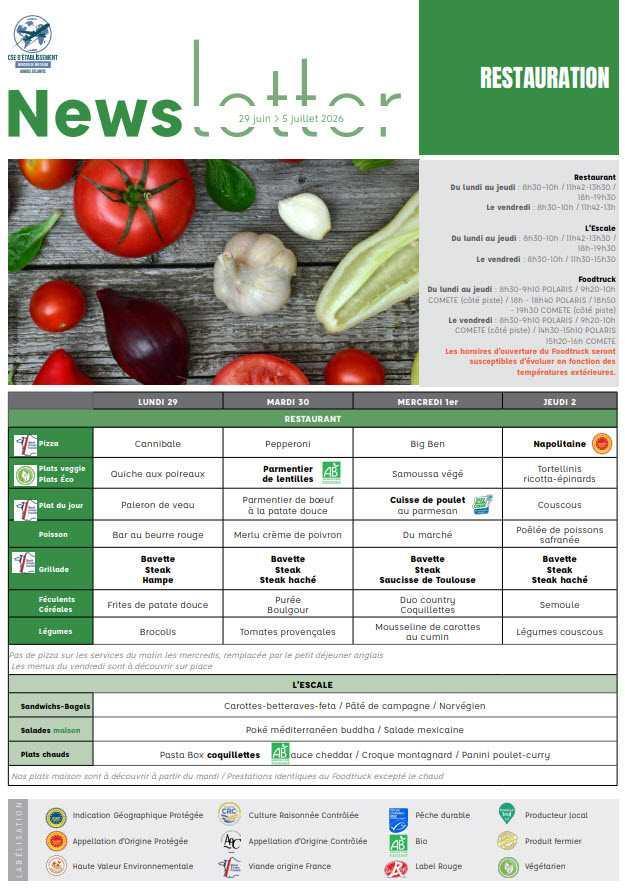 Newsletter du 29 juin au 5 juillet 2026