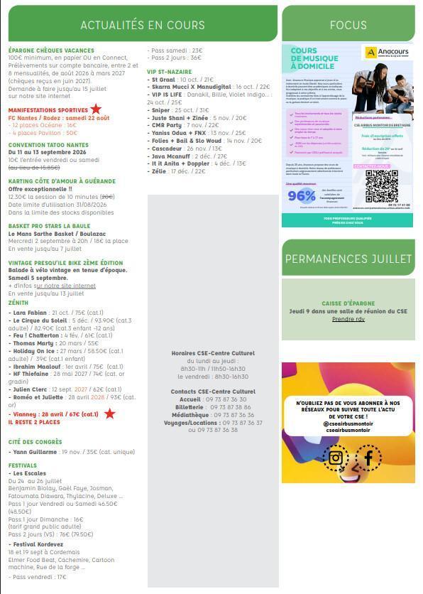 Newsletter du 06 au 10 juillet 2026.