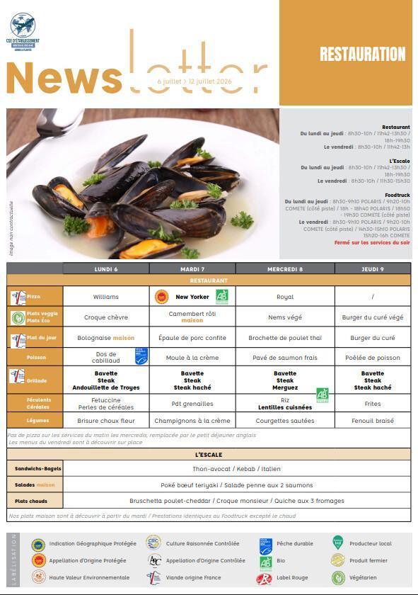 Newsletter du 06 au 10 juillet 2026.
