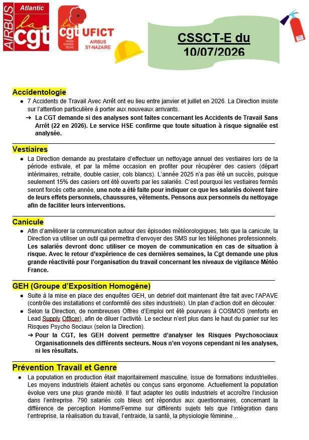 Compte rendu du CSSCT-E du 10 juillet 2026