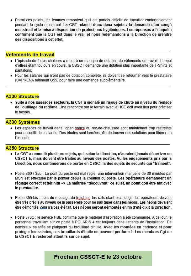 Compte rendu du CSSCT-E du 10 juillet 2026