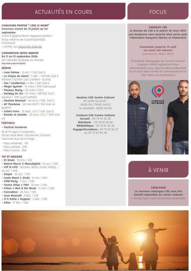 Newsletter du 24 au 30 août 2026