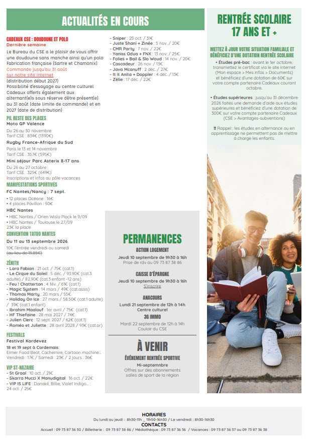 Newsletter du 31 août au 6 septembre 2026