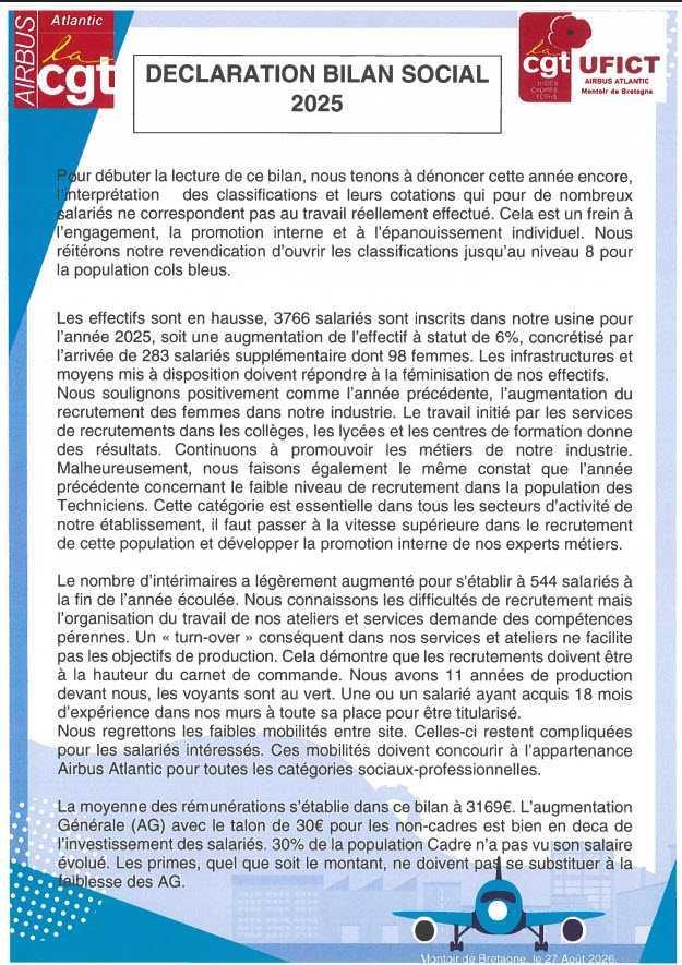 Bilan Social 2025 : Déclaration CGT en CSE-E