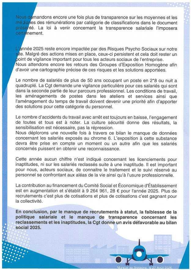 Bilan Social 2025 : Déclaration CGT en CSE-E