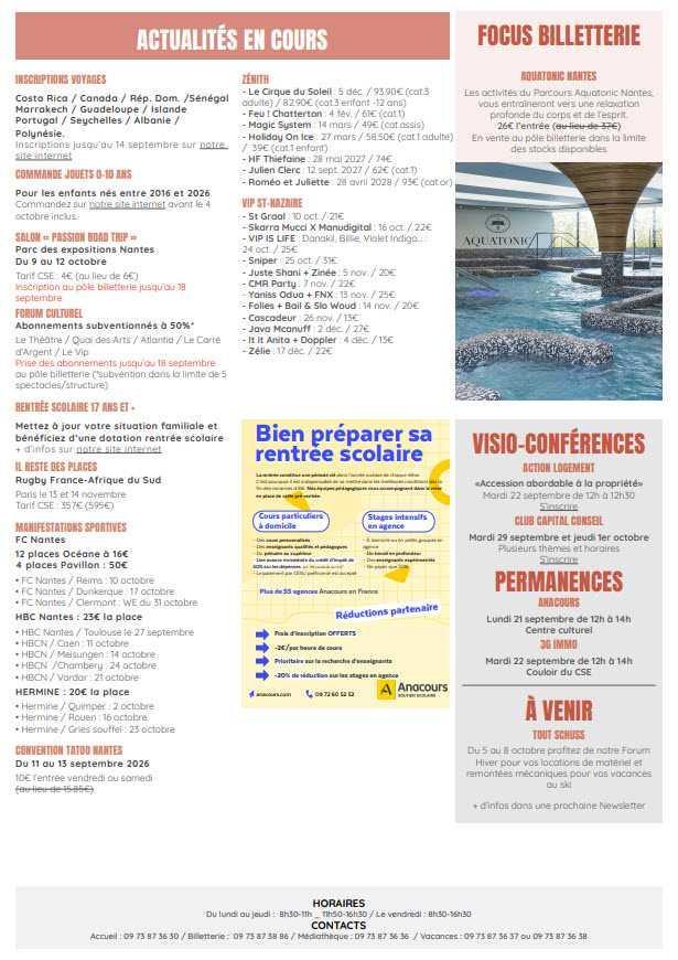 Newsletter du 14 au 20 septembre 2026