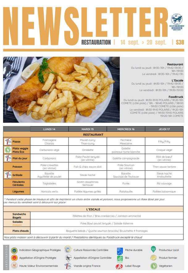 Newsletter du 14 au 20 septembre 2026