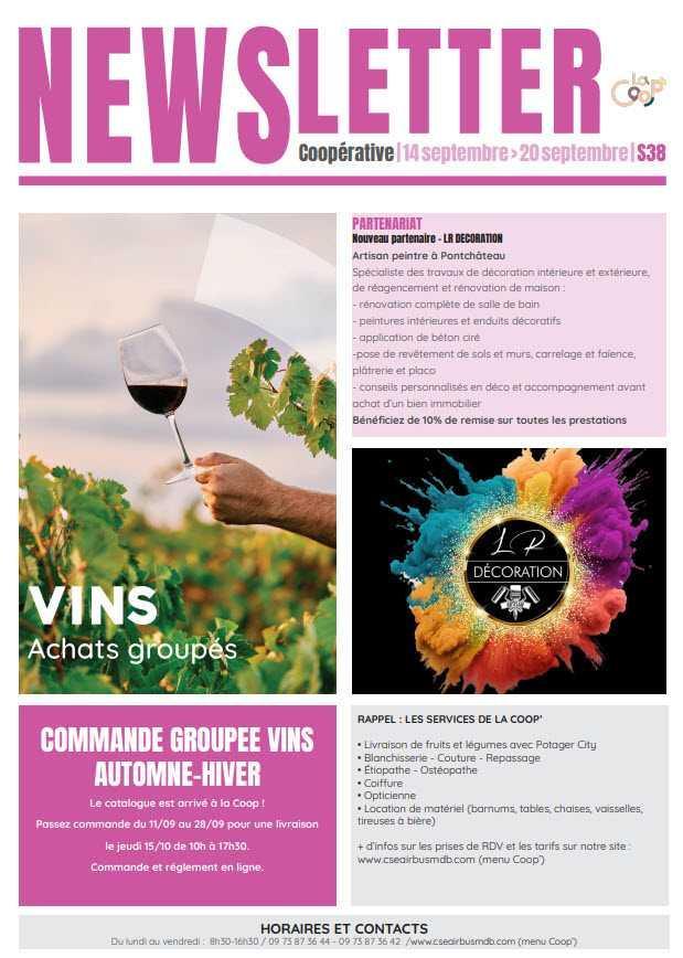 Newsletter du 14 au 20 septembre 2026