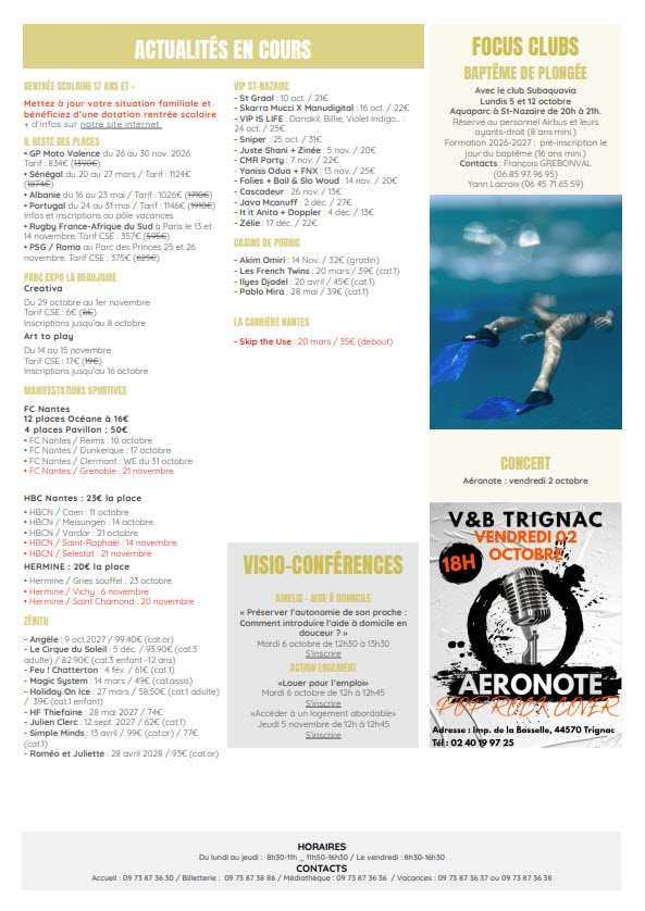 Newsletter du 05 au 09 Octobre 2026.