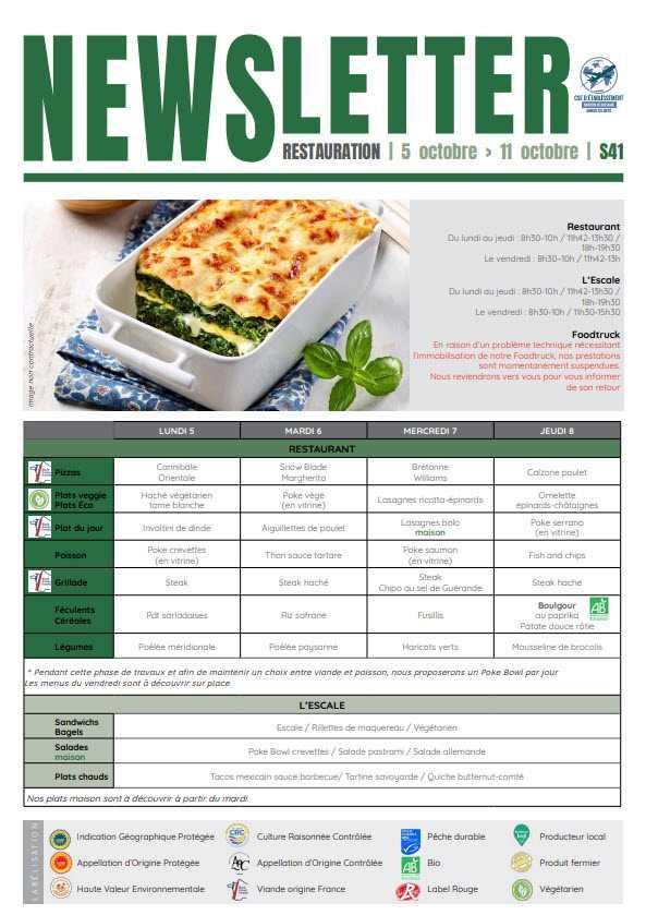 Newsletter du 05 au 09 Octobre 2026.