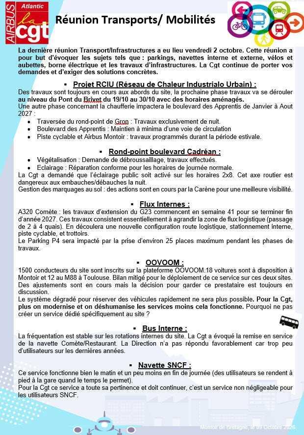 Compte rendu réunion transport et infrastructures