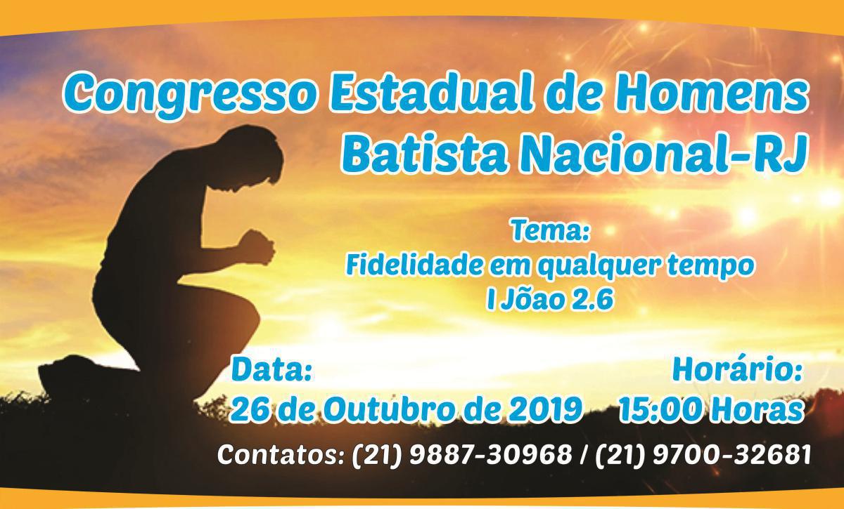 Inscrição Congresso Estadual de Homens Batista Nacional 2019