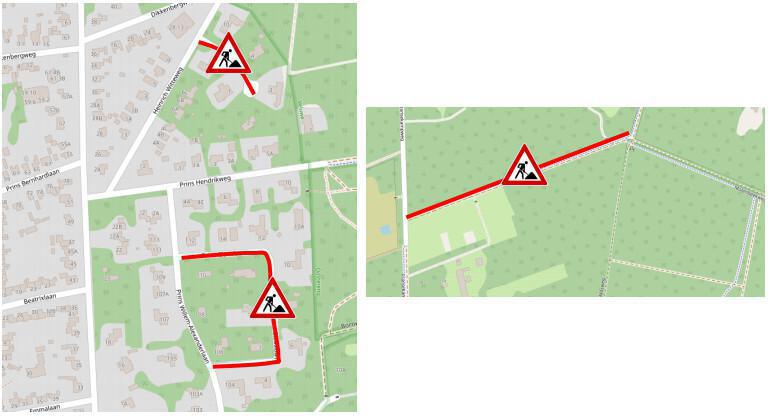 Ekerlaan, Prins Clauslaan en fietspad Molenbeekweg Bennekom