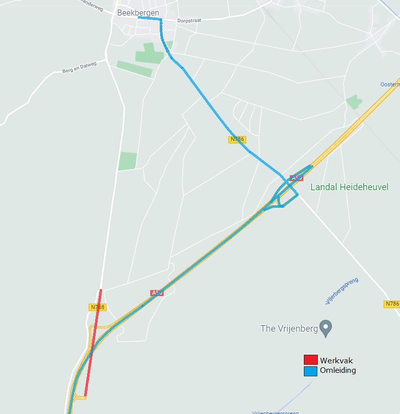 Weekendwerkzaamheden N788 incl. omleiding 29-10-2021 19:00 t/m 01-11-2021 05:00