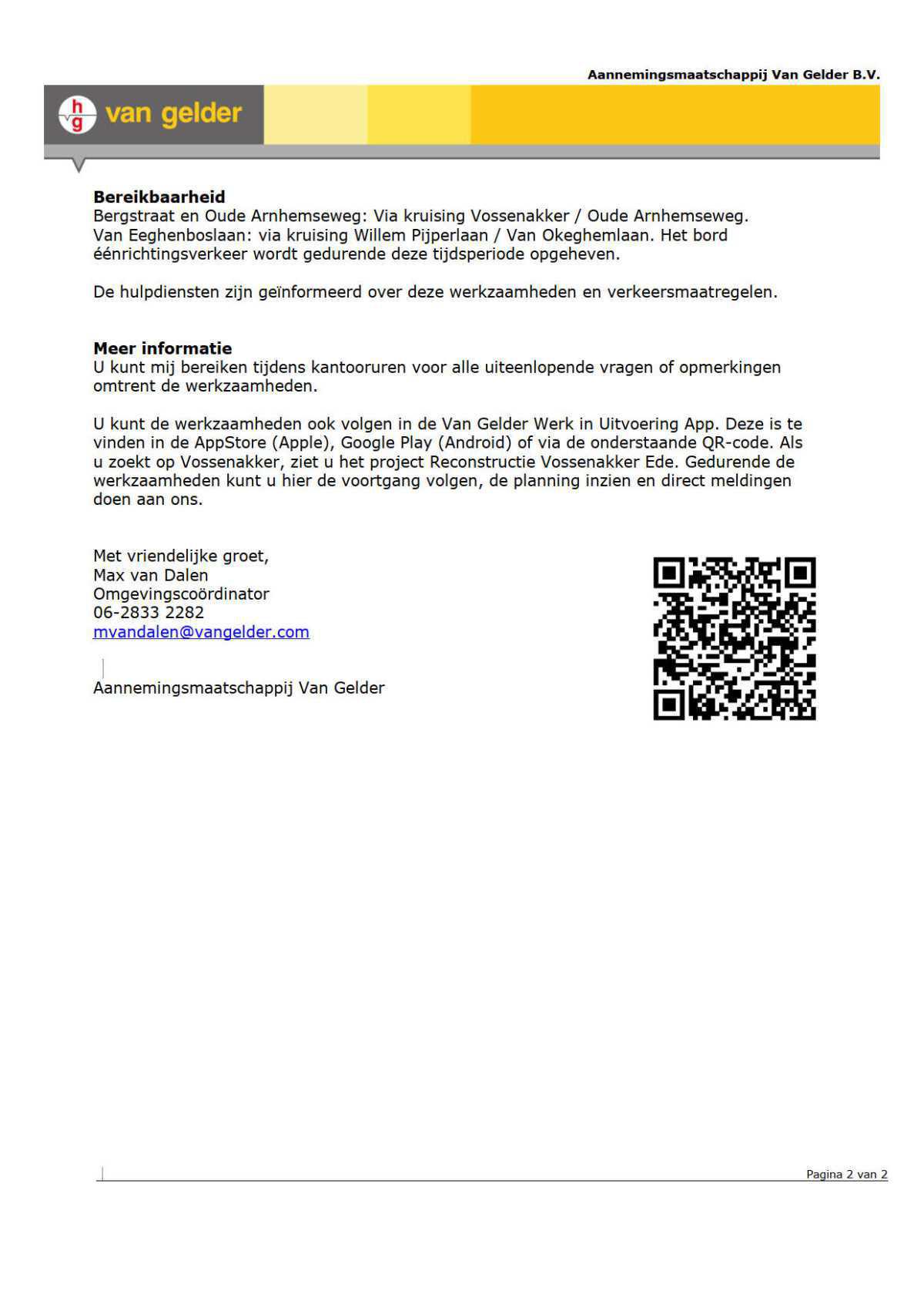 Bewonersbrief fase 2d Vossenakker Ede