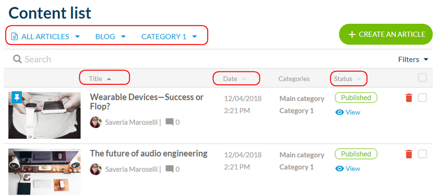 Cms Content Library Example Content Management System (CMS) Section
