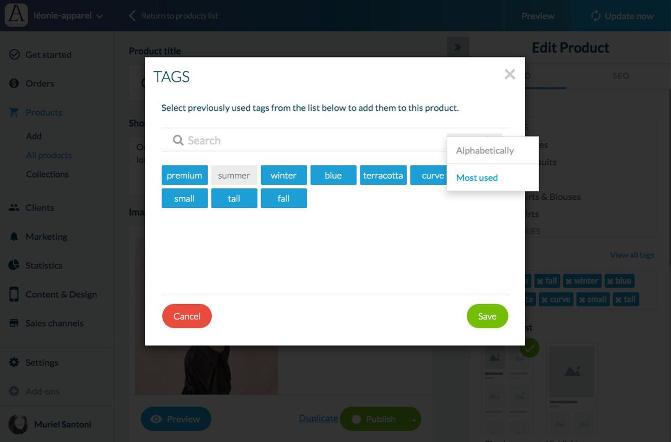 Add or Edit Tags on your Products