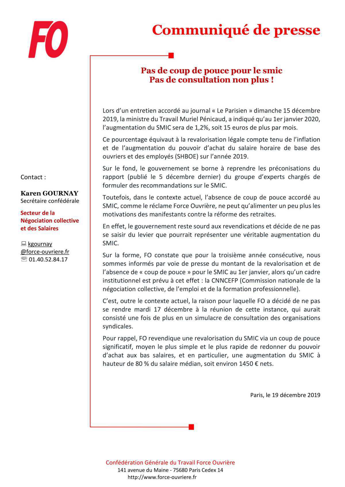 communiqué de presse