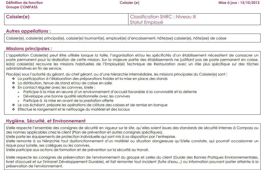 FICHE DE POSTE FICHE DE POSTE