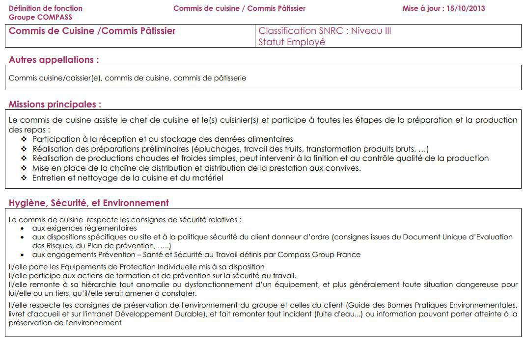 FICHE DE POSTE FICHE DE POSTE