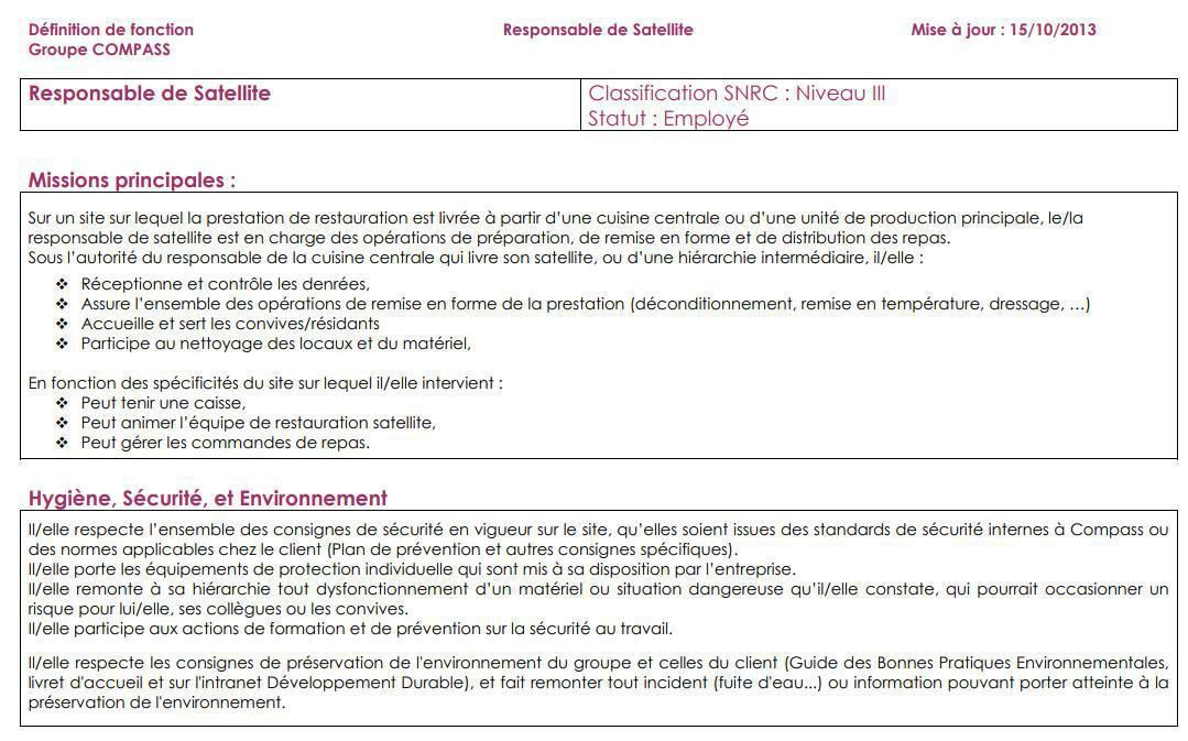 FICHE DE POSTE FICHE DE POSTE