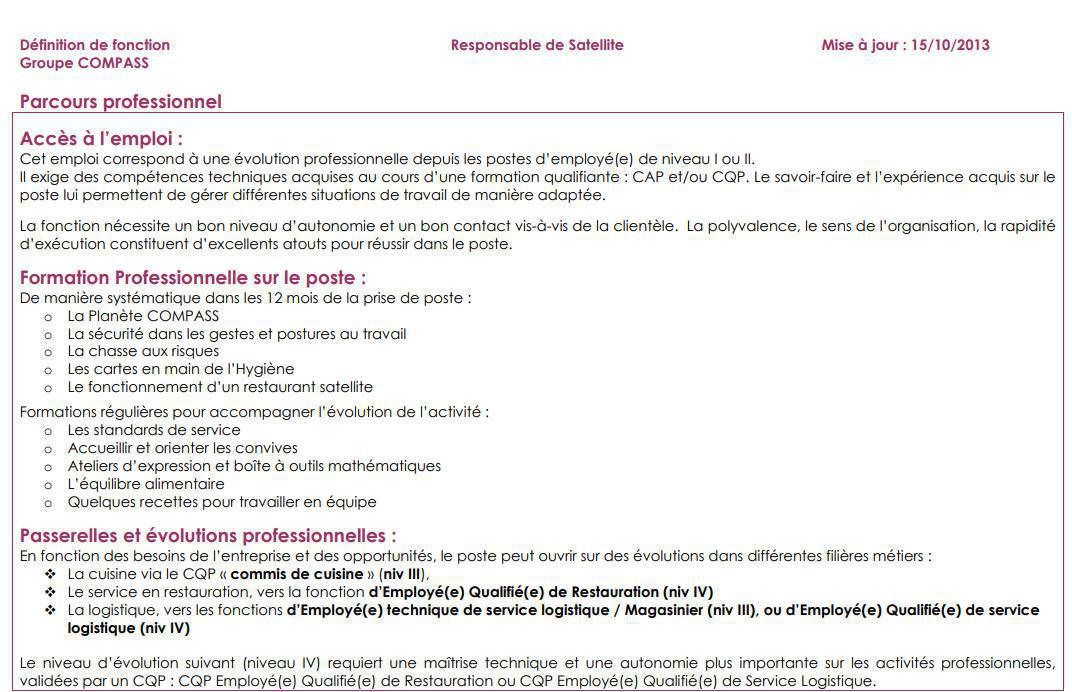 FICHE DE POSTE FICHE DE POSTE