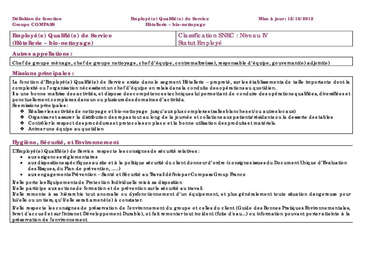 FICHE DE POSTE