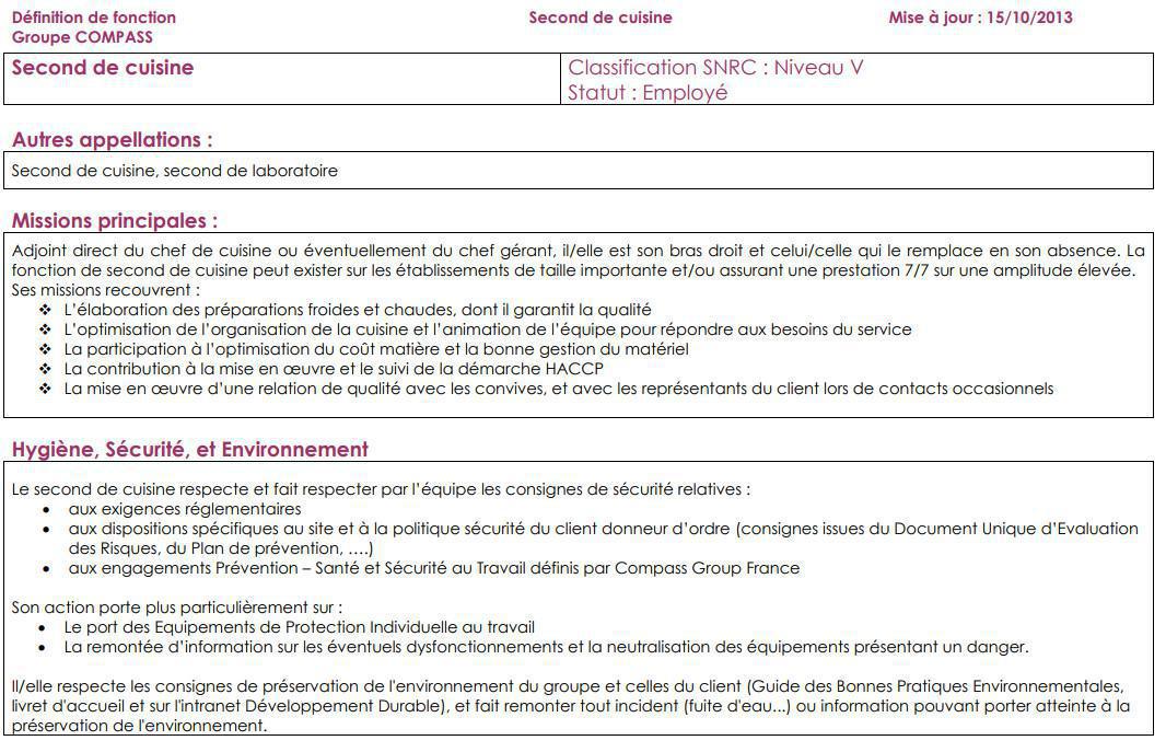 FICHE DE POSTE FICHE DE POSTE