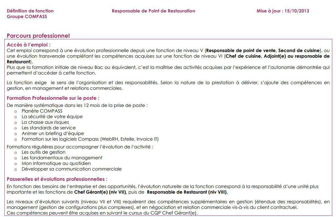 FICHE DE POSTE FICHE DE POSTE