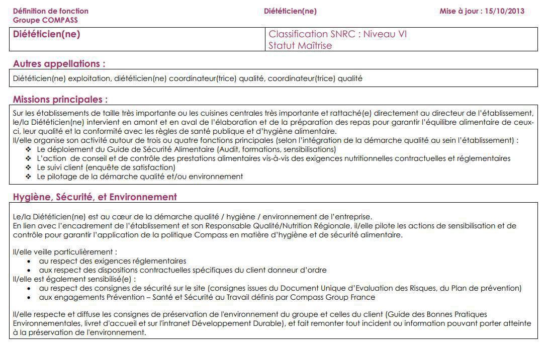 FICHE DE POSTE FICHE DE POSTE