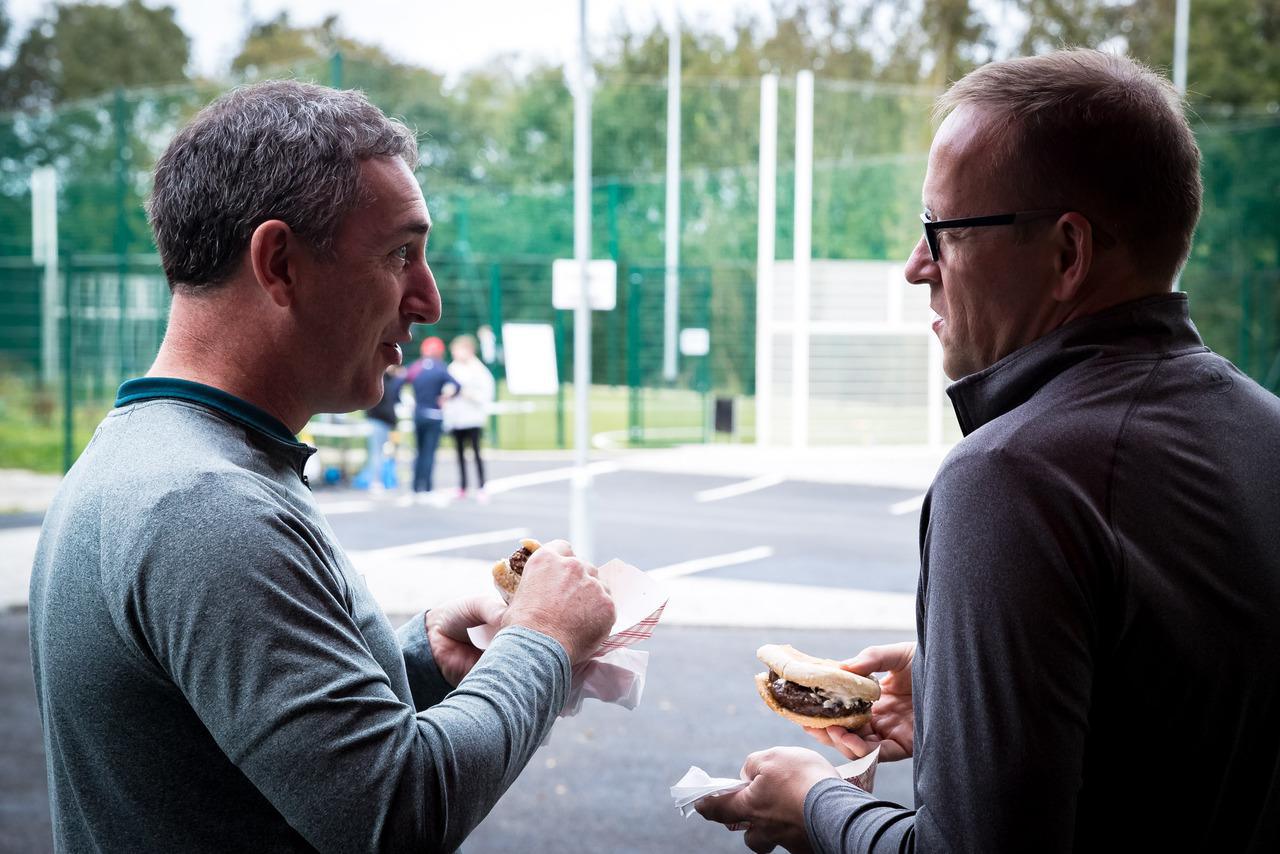 Ballyneety Hub Opening - Cormac Lyons and Joe Looby enjoying the BBQ