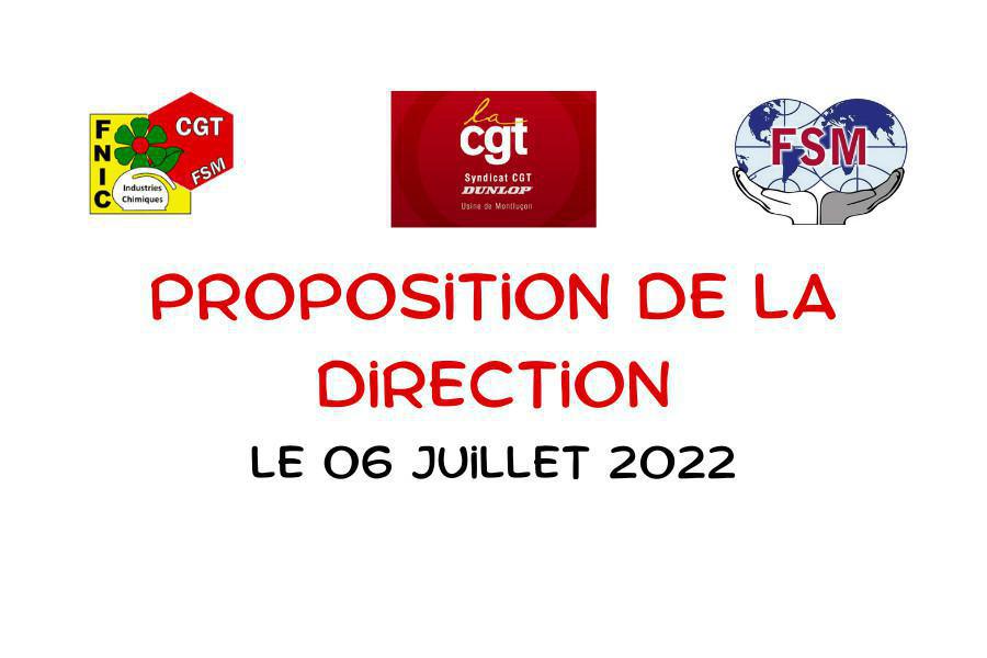 Proposition de la direction GOODYEAR FRANCE Proposition de la direction GOODYEAR FRANCE