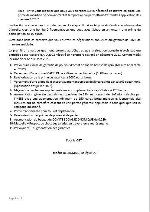 Courrier CGT groupe négociations 21 juillet 2021