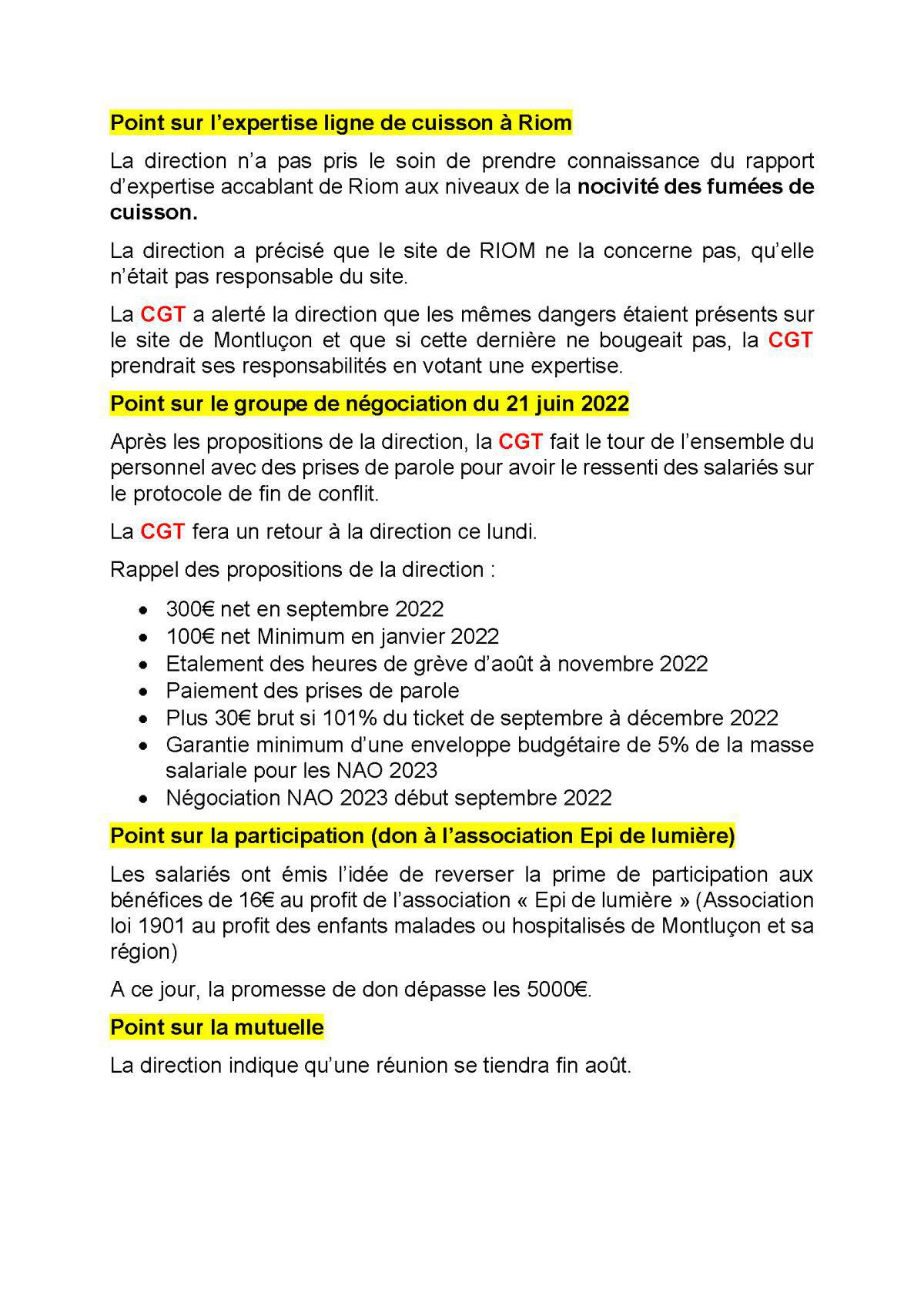 Compte rendu CSE du 22 juillet 2022