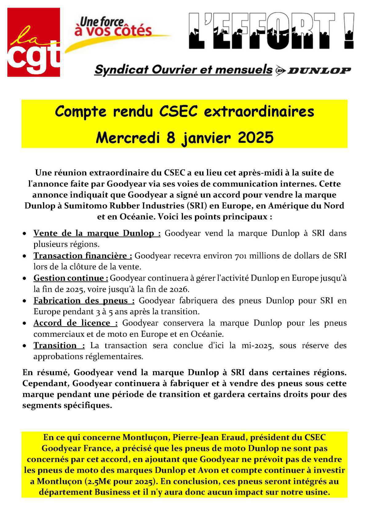 Info vente DUNLOP par GOODYEAR